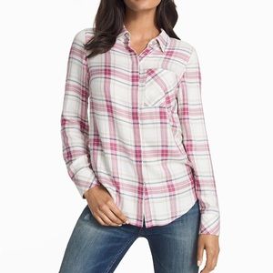 White House Black Market Plaid Button Up Shirt